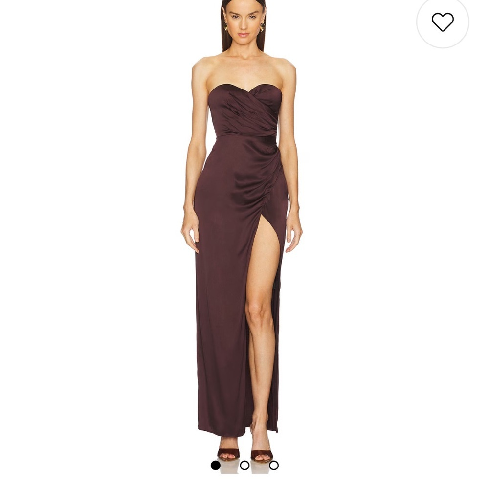 New | Michael Costello REVOLVE Dimity Gown in Chocolate Brown Small
